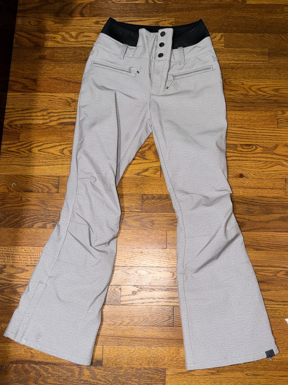 Women’s Light Gray Snow Pants with Black Waistband